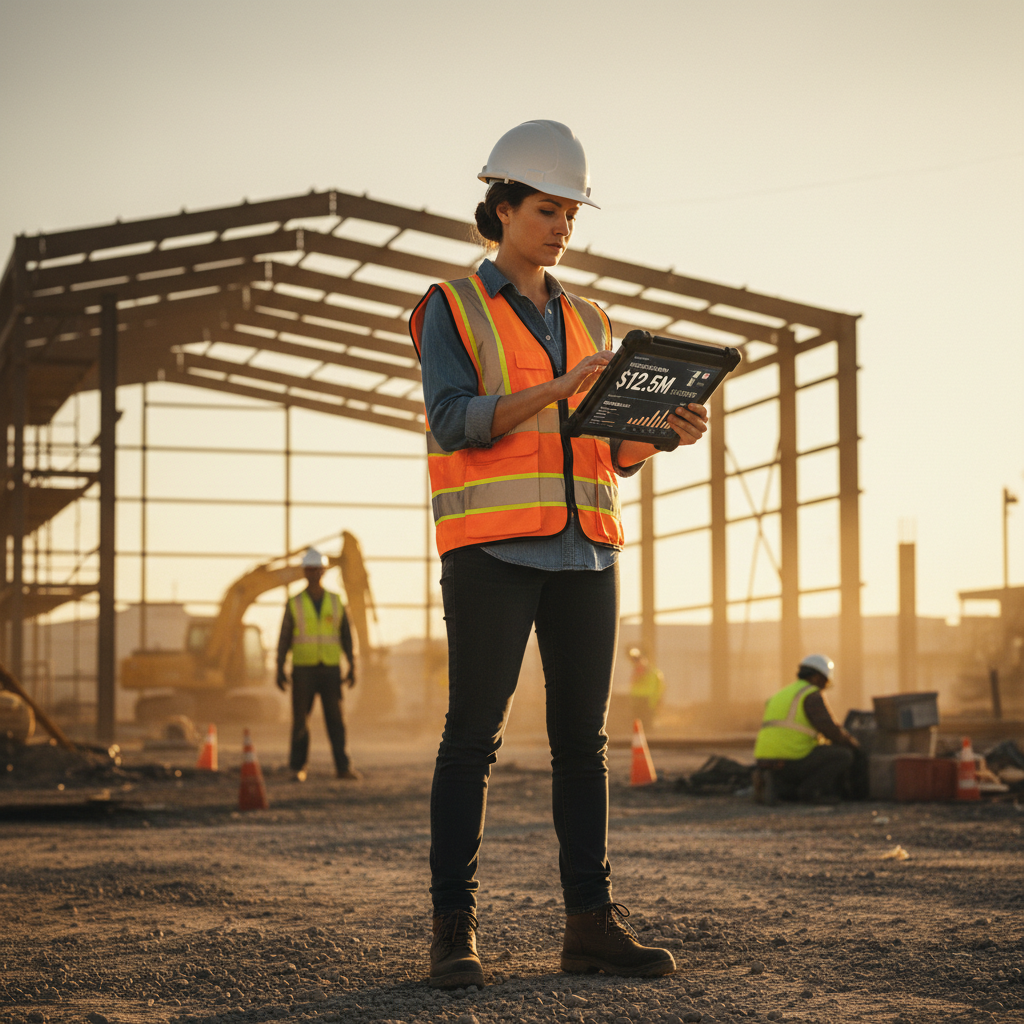 Operations manager using tablet to access real-time ERP data, showing operational efficiency and data accessibility through technology.